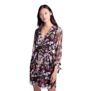 Equipment Natasha 100% Silk Black Floral Dress M